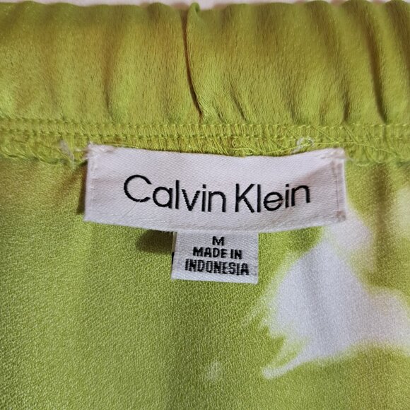 CALVIN KLEIN Skirt Womens Size Medium Green‎ White Floral Print Slit Pencil NEW - Picture 6 of 8